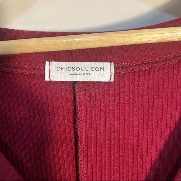 Chic Soul Shirt Dress in Burgundy with Tie Plus Size - Picture 12 of 12